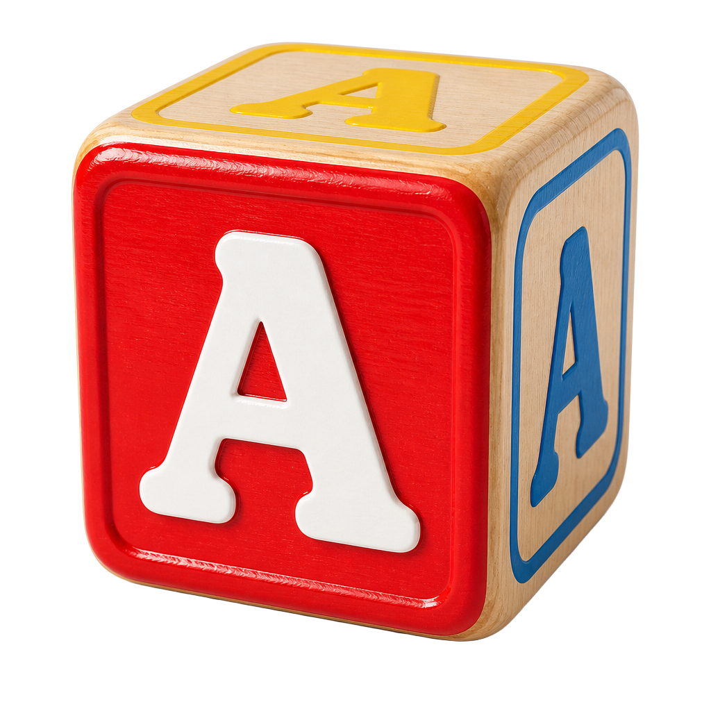 Colorful wooden letter A block