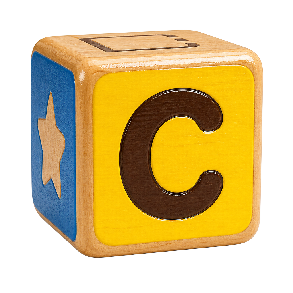 Colorful wooden letter C block